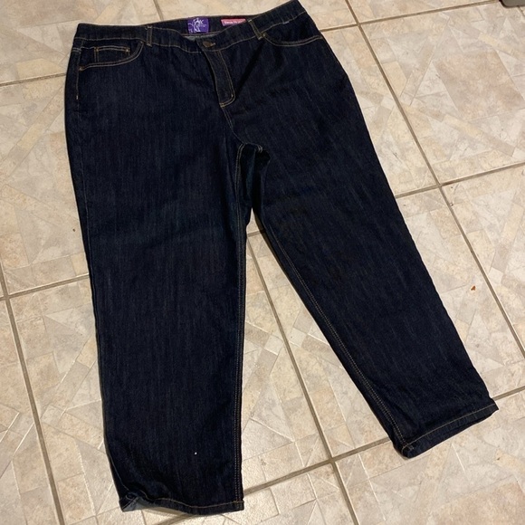 Q womens JMS solid dark blue stretch classic fit plus size jeans 24WS. Like New - Picture 2 of 7